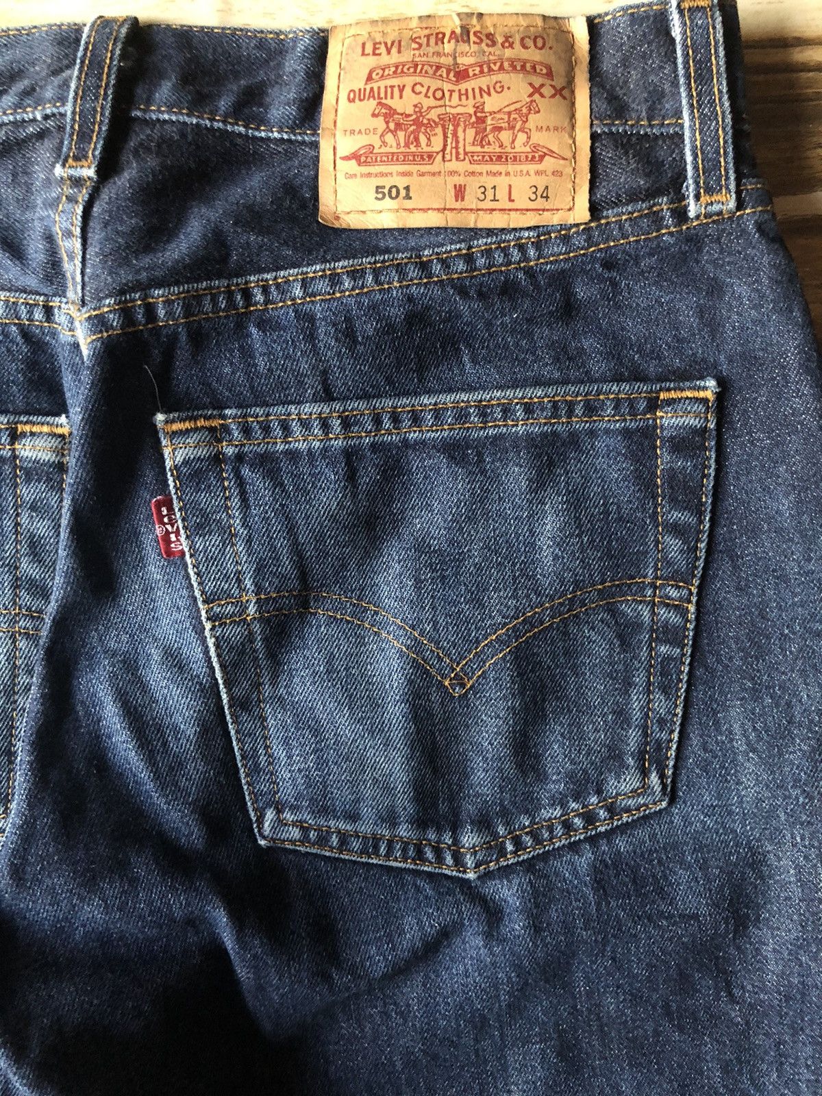 Levi's Size 31x34 Vintage 501 USA Button Fly Late 90s Blue Denim Size US 28 / EU 44 - 5 Thumbnail