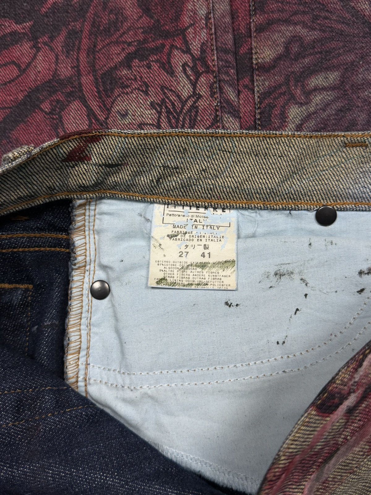 Roberto Cavalli Roberto Cavalli 2000’s Flared Floral Slashed Tattoo Jeans Size 28" / US 6 / IT 42 - 23 Thumbnail