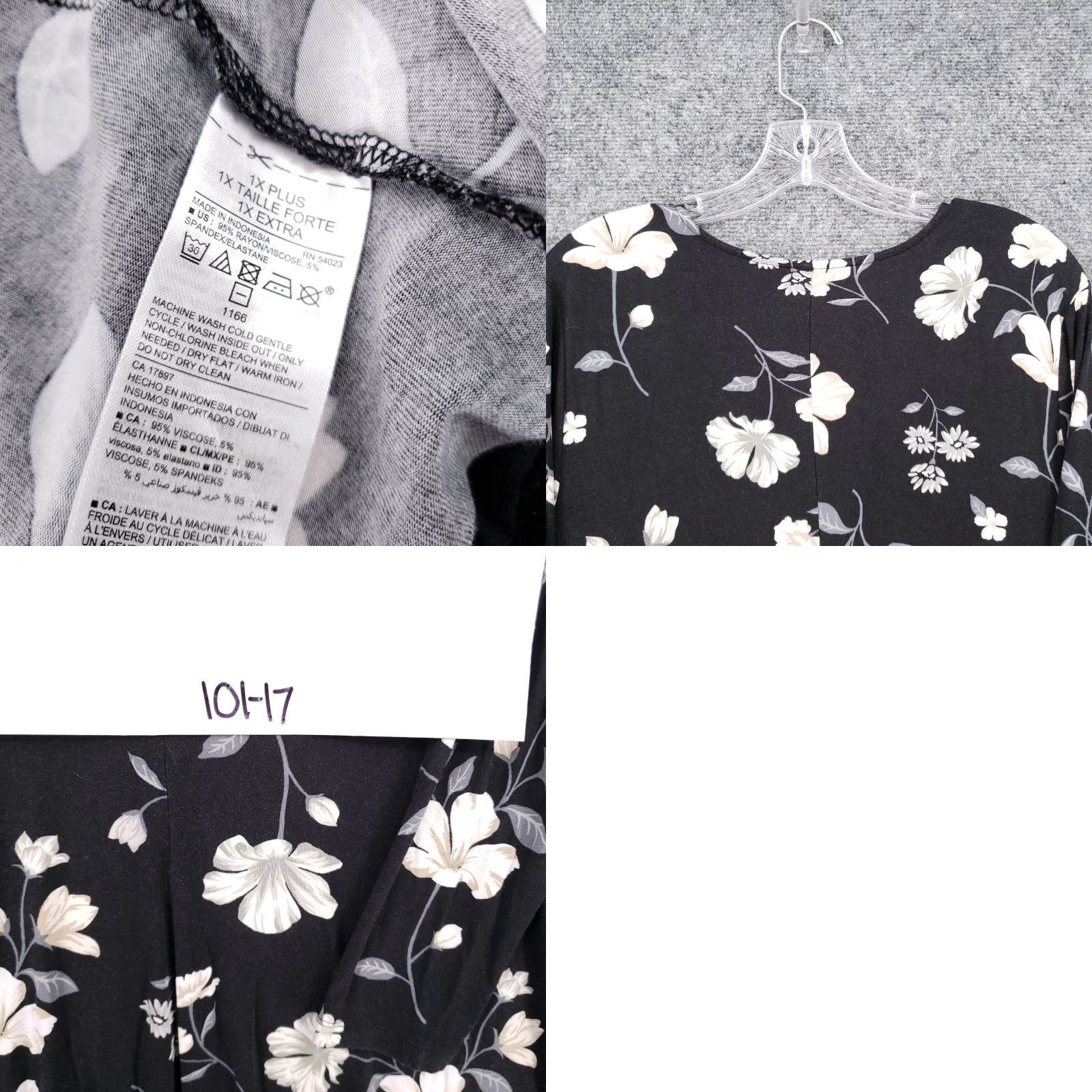 Old Navy Old Navy Dress Womens 1X 1 Plus Black Floral Long Sleeve Shift Knee-Length Dress Size XL / US 12-14 / IT 48-50 - 8 Thumbnail