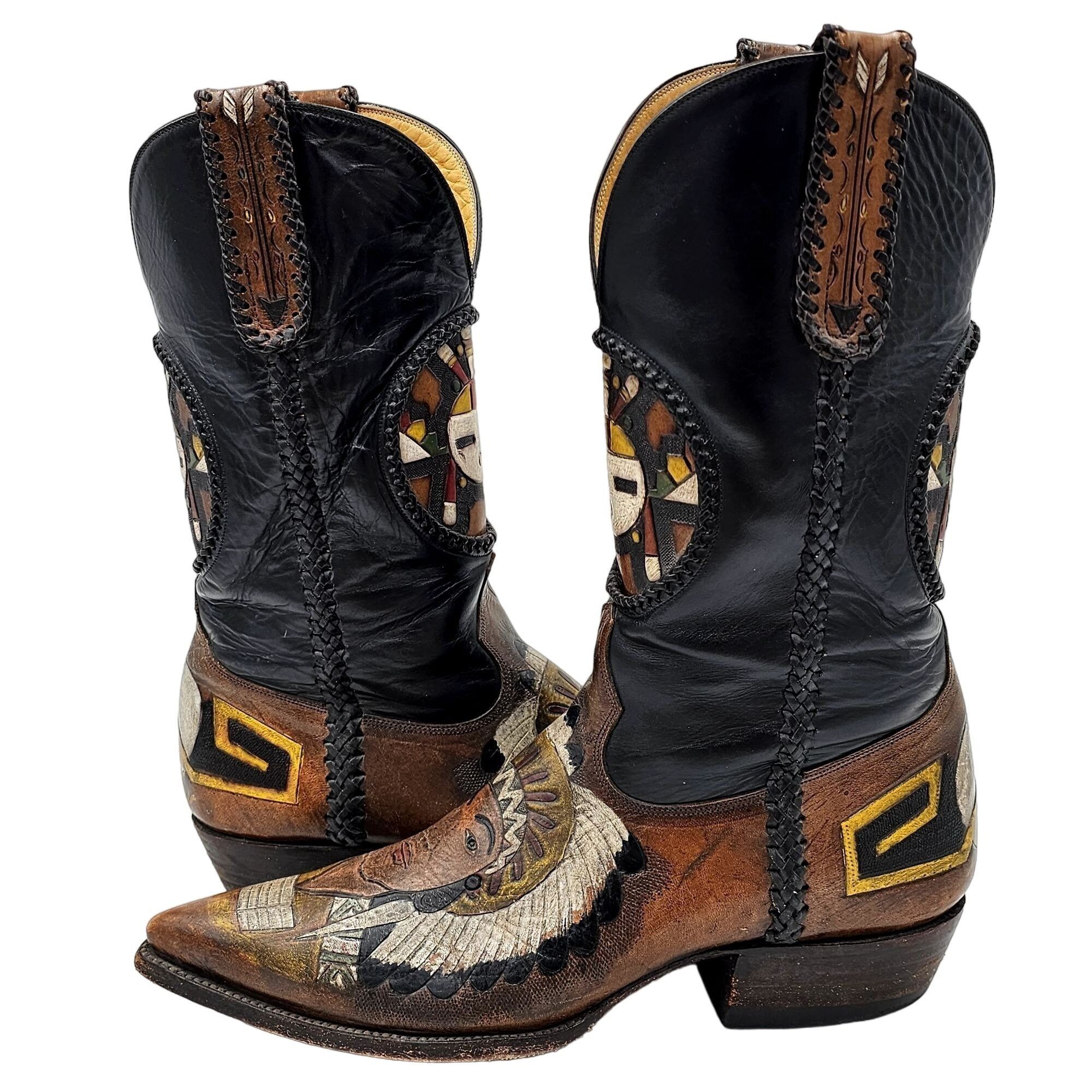 Other Custom 9D Hand Tooled/ Painted Native American Chief boots Size US 9 / EU 42 - 16 Thumbnail