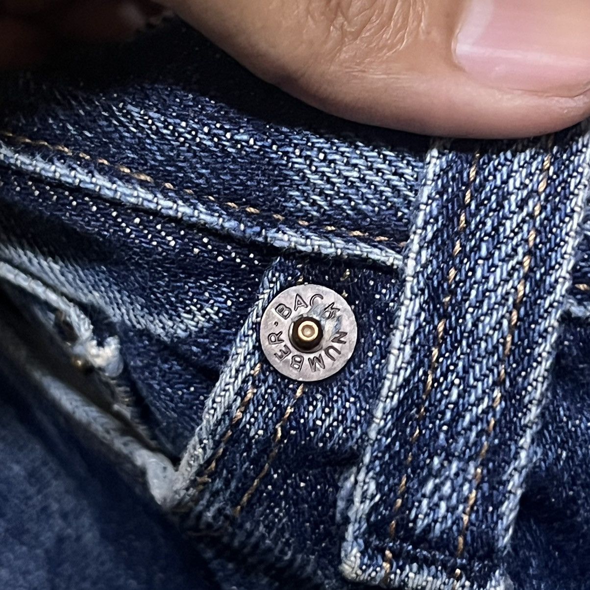Japanese Brand Back Number Selvedge Distressed Design Denim Jeans Size US 33 - 9 Thumbnail