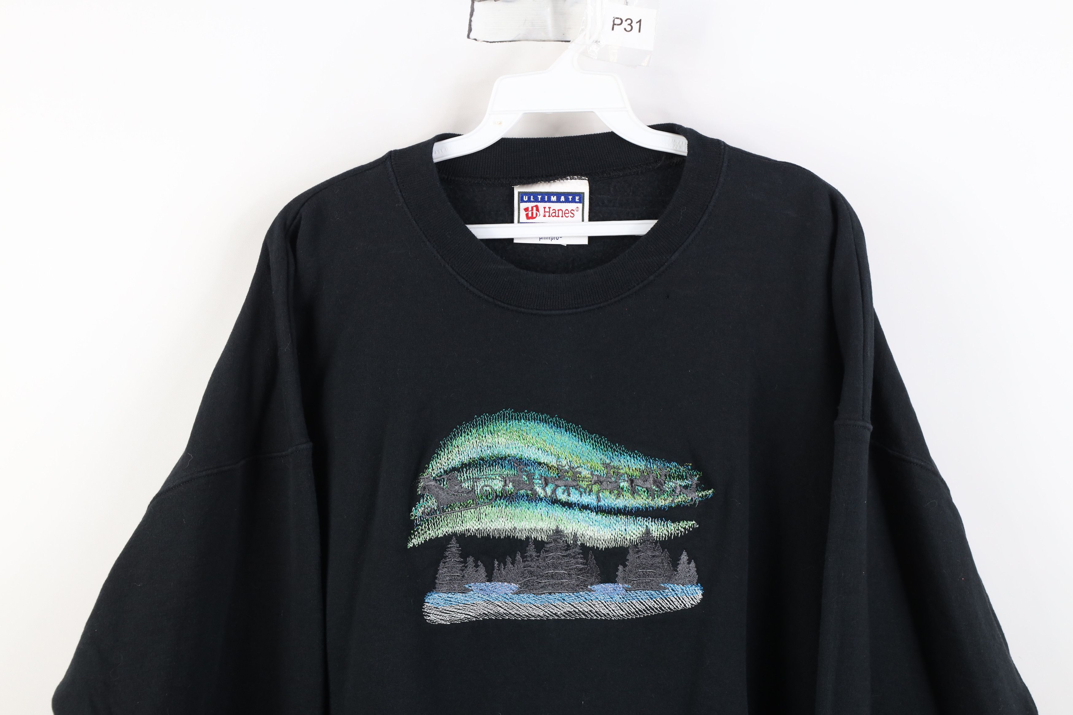 Vintage Vintage 90s Borealis Christmas Santa Claus Sweatshirt Black Size L / US 10 / IT 46 - 2 Thumbnail