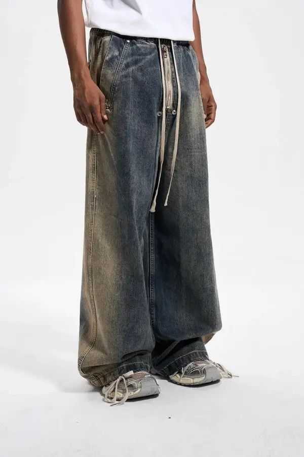 VIBE Baggy Washed Zipper Gradient Vintage Denim Jeans Size US 34 / EU 50 - 1 Thumbnail