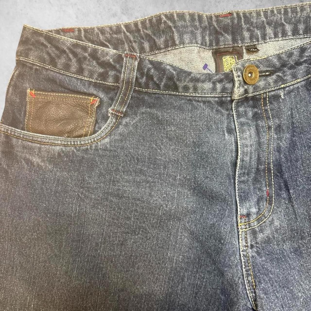 Other Y2K GUMU Koi Fish Embroidered Dark Wash Straight Leather pkt Size US 34 / EU 50 - 4 Thumbnail