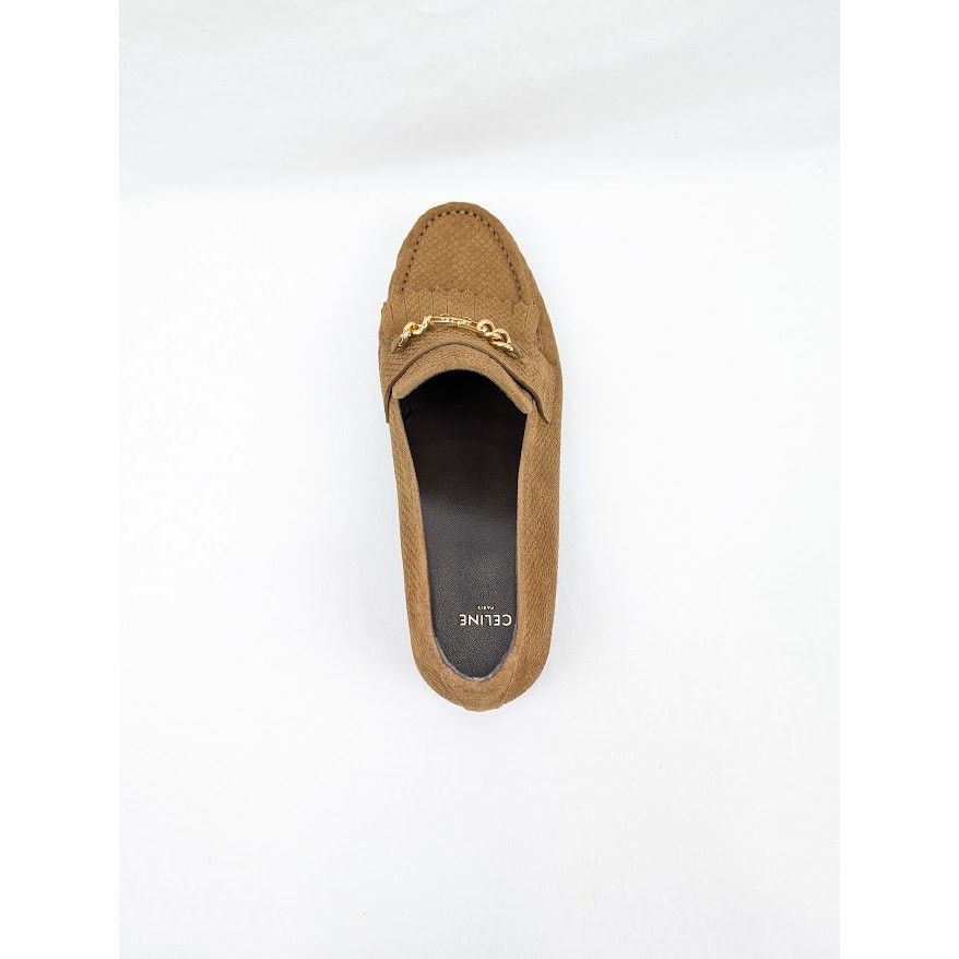 Celine o1rshd1 Lizard Stamped Suede Calfskin Loafers in Tan Size US 7 / EU 40 - 15 Thumbnail