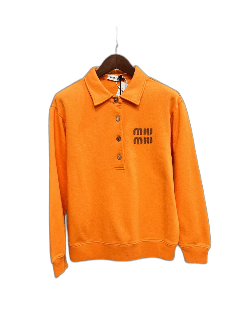 Prada Miu Miu Orange Polo Sweatshirt with Logo Size US S / EU 44-46 / 1 - 1 Thumbnail