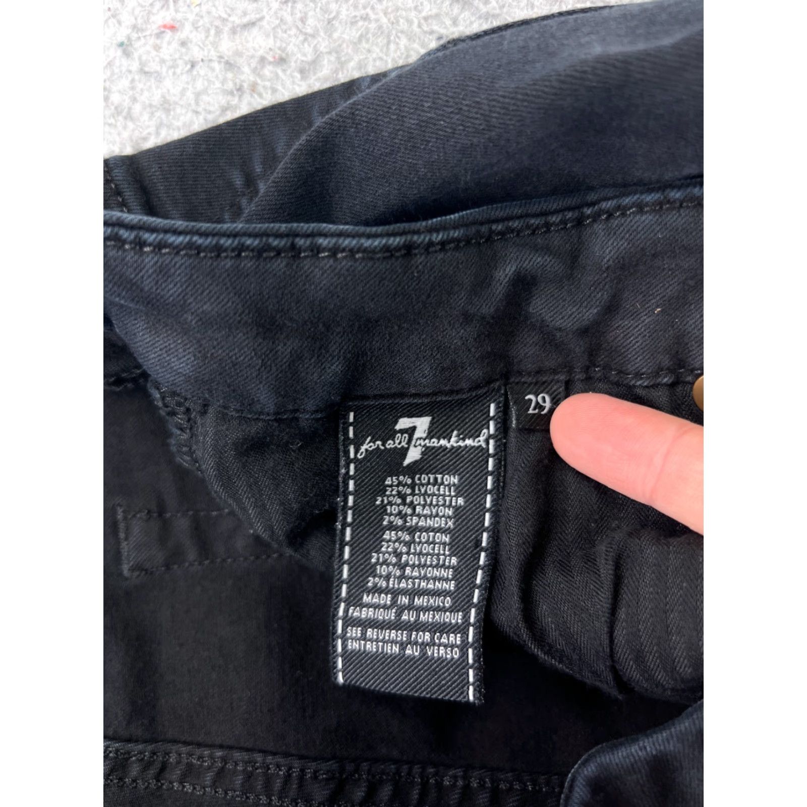 7 For All Mankind 7 For All Mankind Jeans Womens 29 Black Denim Straight Leg 28x32 Mid Rise Regular Fit 5-Pocket Size 29" - 7 Thumbnail