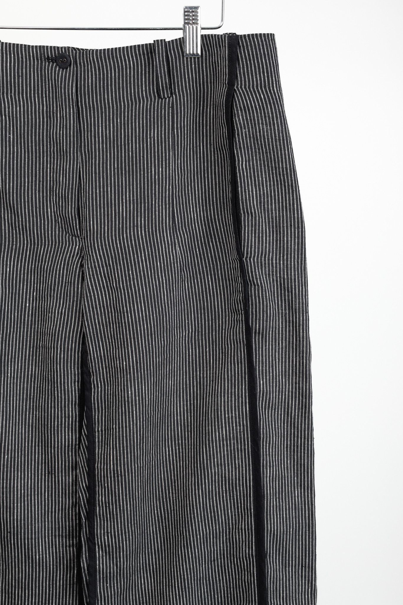 Annette Gortz Annette Gortz Solo Black Pinstripe-Linen Wide-Leg Pants Size 35" - 5 Thumbnail
