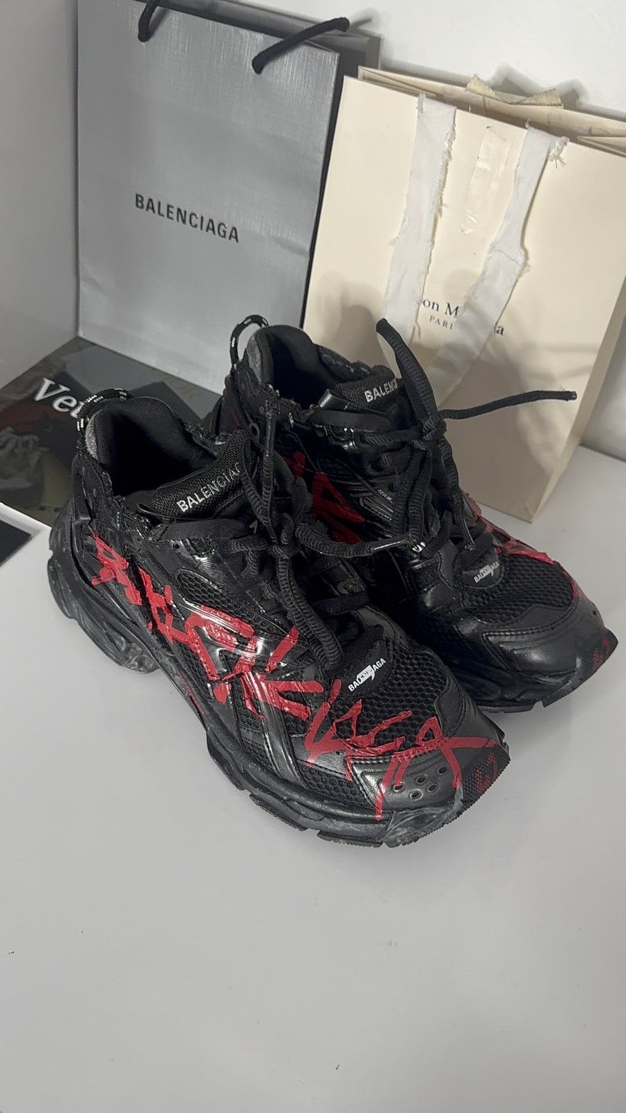 Balenciaga ✅ Balenciaga Runner 1 Graffiti Black Red Faded 42 Size US 9.5 / EU 42-43 - 5 Thumbnail