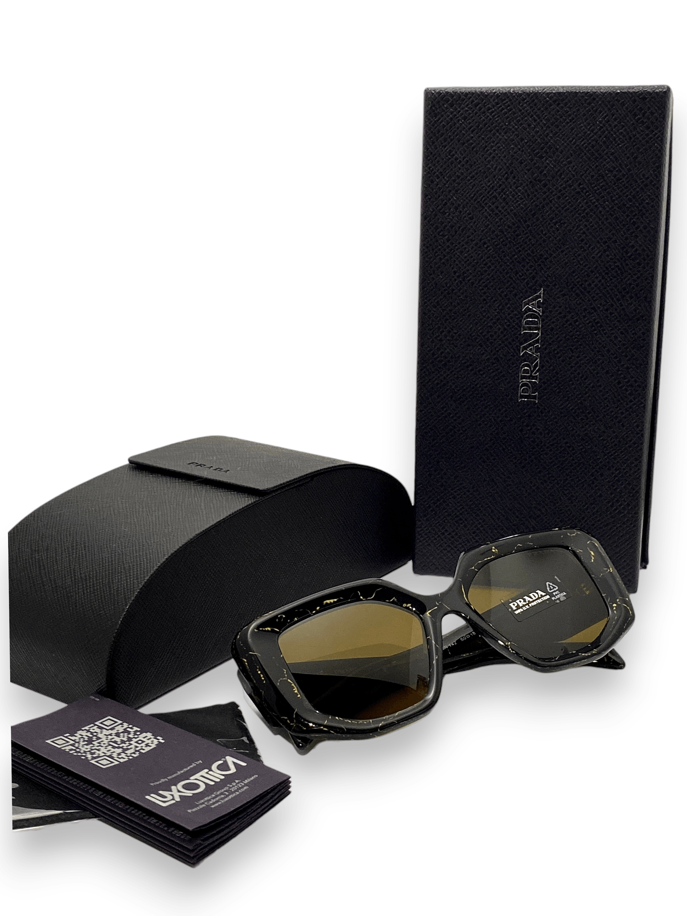 Prada Prada Triangle Logo Oversized Retro Symbol Black Sunglasses Size ONE SIZE - 13 Thumbnail