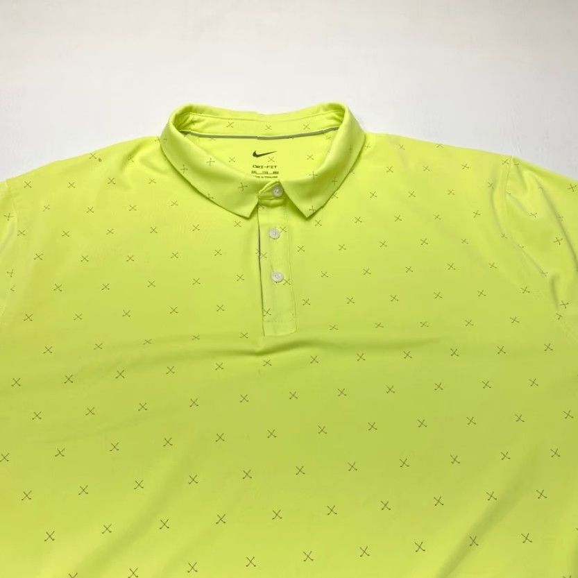 Nike Nike Dri Fit Polo Shirt Mens 2XL Neon Green All Over Print Golf Clubs 8565 Size US XXL / EU 58 / 5 - 3 Thumbnail