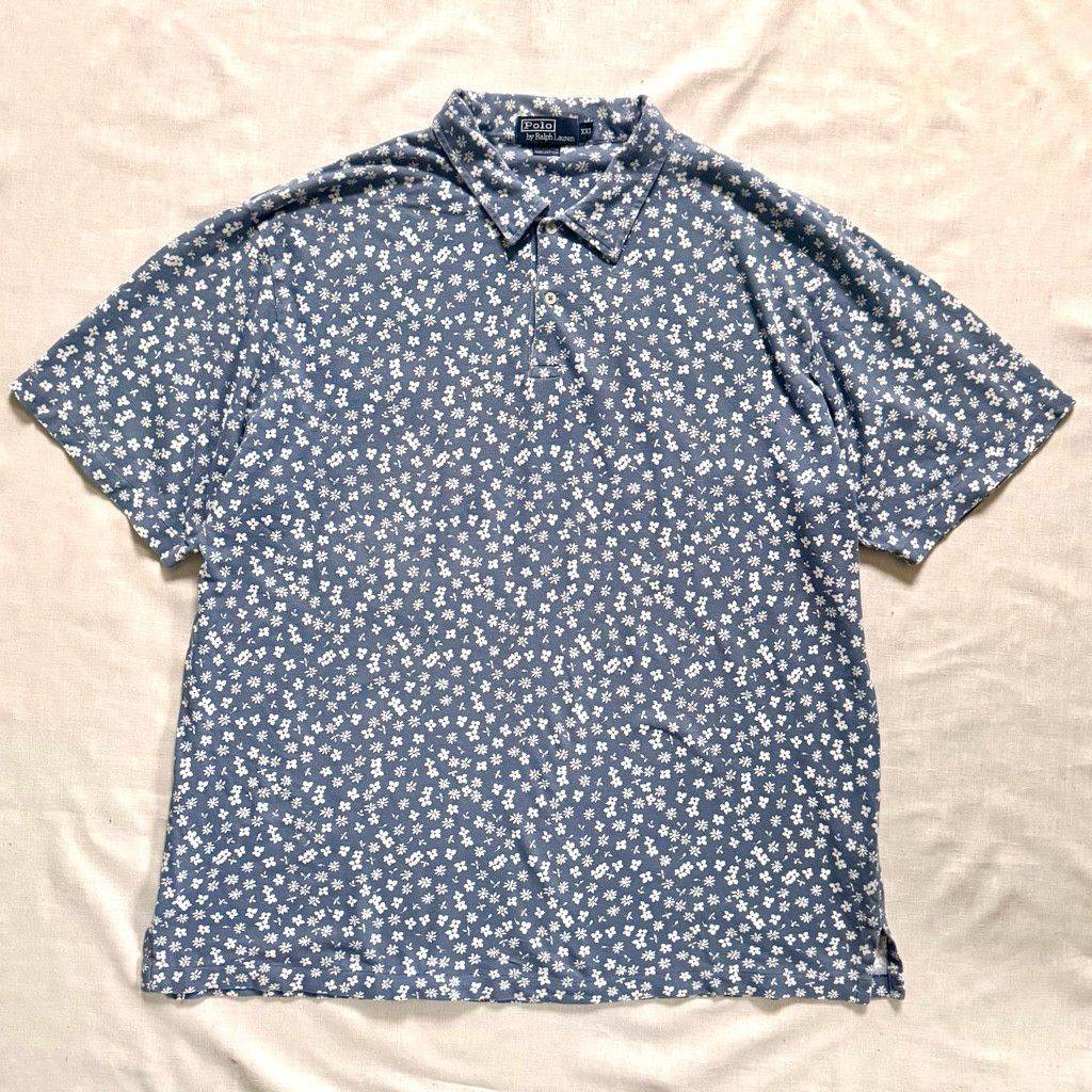 Polo Ralph Lauren Polo by Ralph Lauren 90s Blue White Flower Print XXL Size US XXL / EU 58 / 5 - 1 Thumbnail