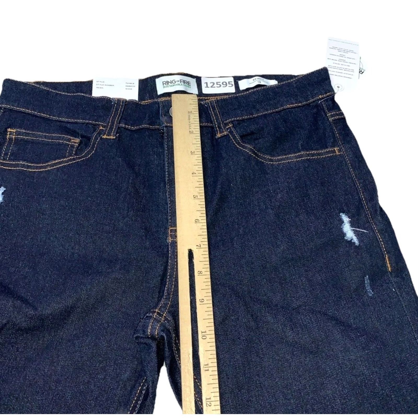 Ring Of Fire VINTAGE Reign Of Fire Ring Of Fire Sustainable Denim Dark Wash Skinny Distressed Jeans Juniors 18 NWT- Blue Size 40" / US 18 - 4 Thumbnail