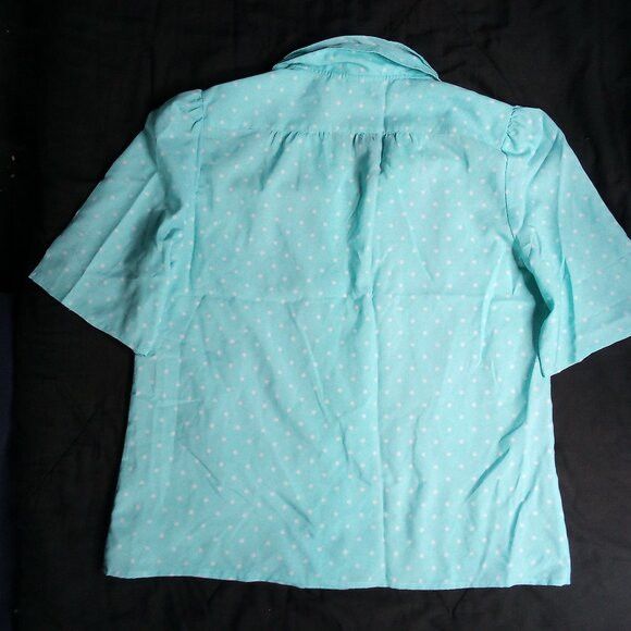Other Vintage Blue Polka Dots Polyester Disco Shirt Short Sleeve Size L / US 10 / IT 46 - 6 Thumbnail