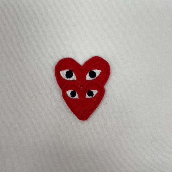 Comme des Garcons PLAY T-Shirts Cotton Short Sleeve Embroidered Heart White Size US L / EU 52-54 / 3 - 7 Thumbnail