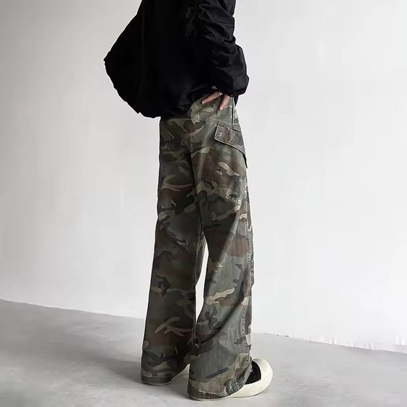 Japanese Brand Cargo Camo Stacked Pants, Wide Leg Pants Size US 29 - 6 Thumbnail