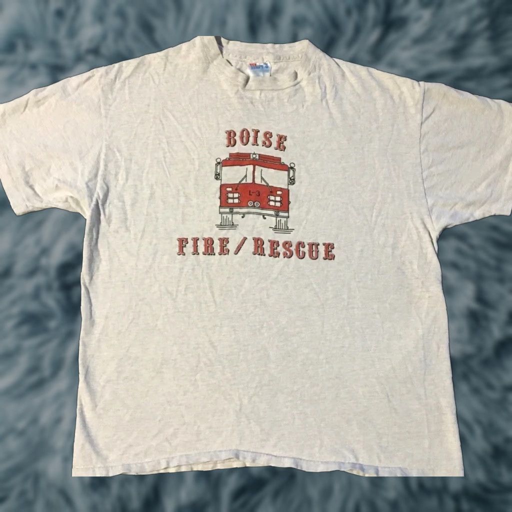 Vintage VINTAGE Boise Fire Department Shirt M L Gray 90s 80s Funny Grunge Biker Idaho USA Single Stitch T-Shirt Mens Short Sleeve XP Size US M / EU 48-50 / 2 - 1 Thumbnail