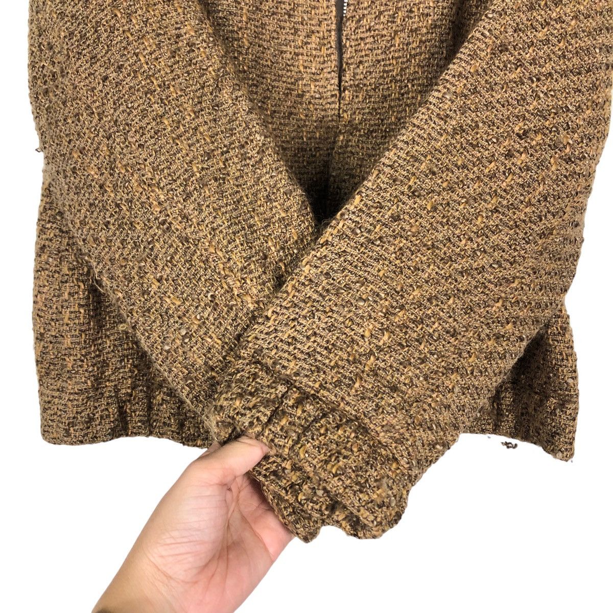 Japanese Brand 🔥Vtg Herringbone Wool Bomber Jacket Faye Issey Miyake Size US S / EU 44-46 / 1 - 13 Thumbnail