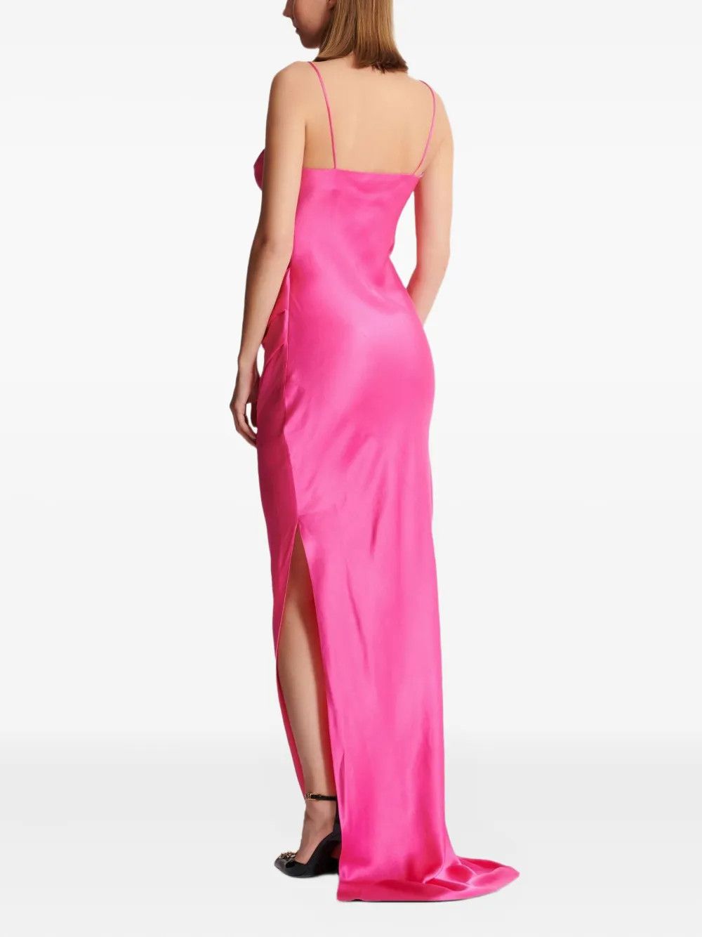 Balmain o1s1wg110526 Draped Satin Gown in Pink Size S / US 4 / IT 40 - 3 Thumbnail