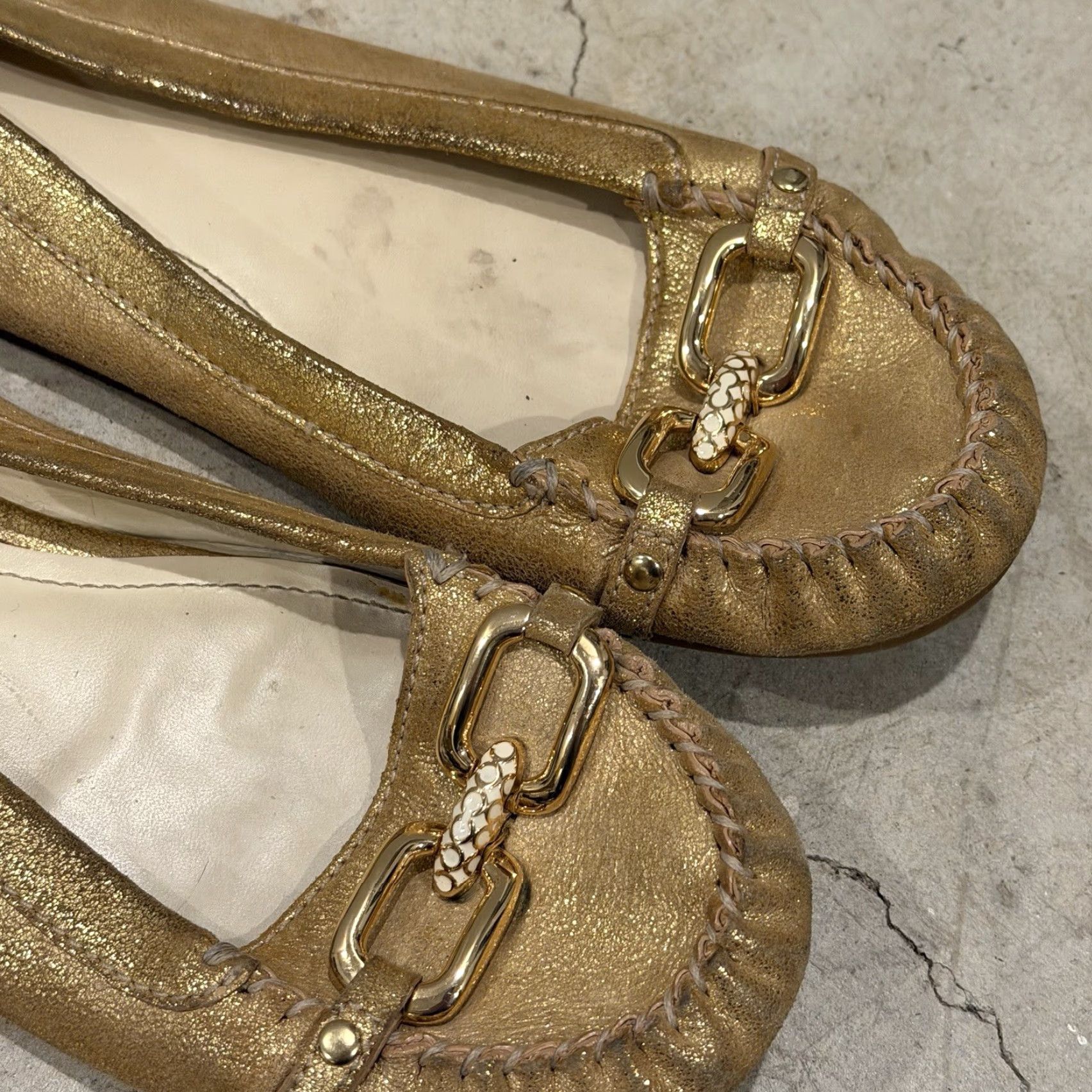 Coach Coach Flynn Gold Leather Loafers Size 8.5 B Women Flat Slip On Cushioned Leather Lining Buckle Gold Leather Lofters? Size US 9 / IT 39 - 2 Thumbnail
