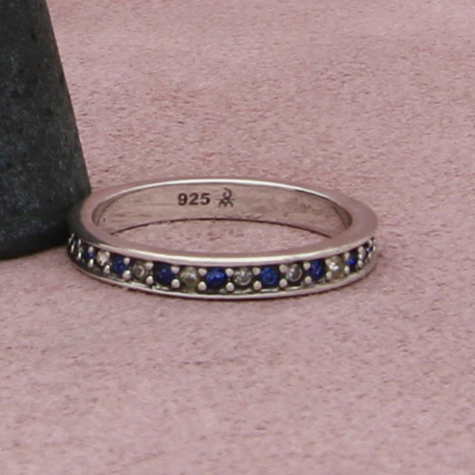 Sterling Silver sterling silver blue & white cz eternity band ring size 8 Size ONE SIZE - 3 Thumbnail