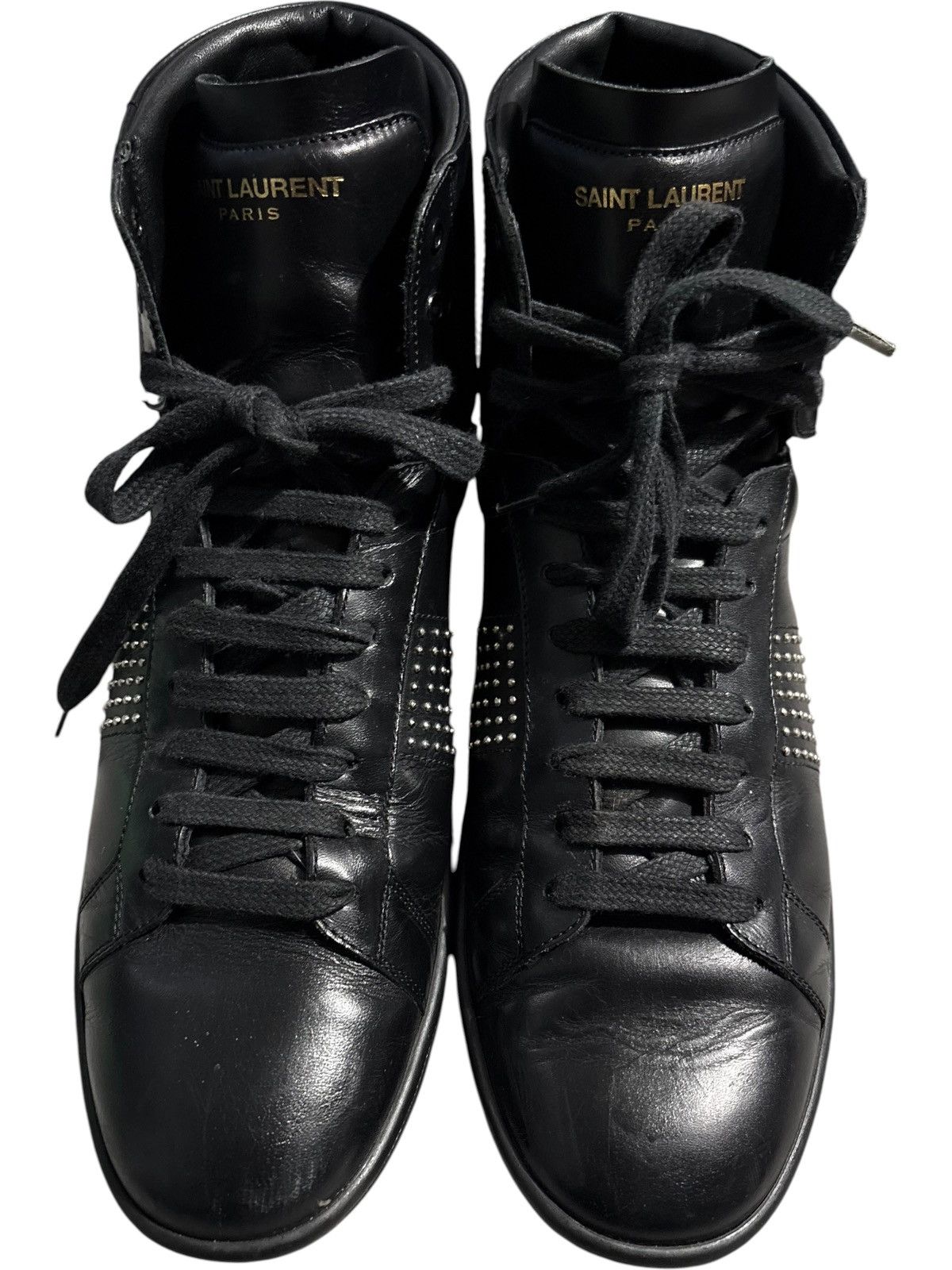 Saint Laurent Paris 40 Saint Laurent Studded High Top Rhinestone leather sneaker Size US 8 / EU 41 - 3 Thumbnail