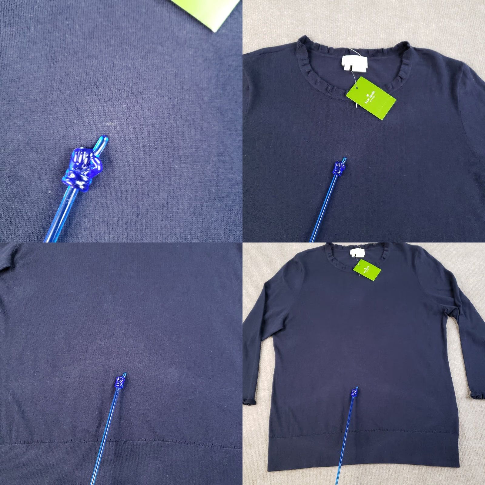 Vintage Kate Spade New York Lightweight Blue Sweater Women XL 3/4 Sleeve Ruffle Pullover Designer Preppy Size XL / US 12-14 / IT 48-50 - 8 Thumbnail