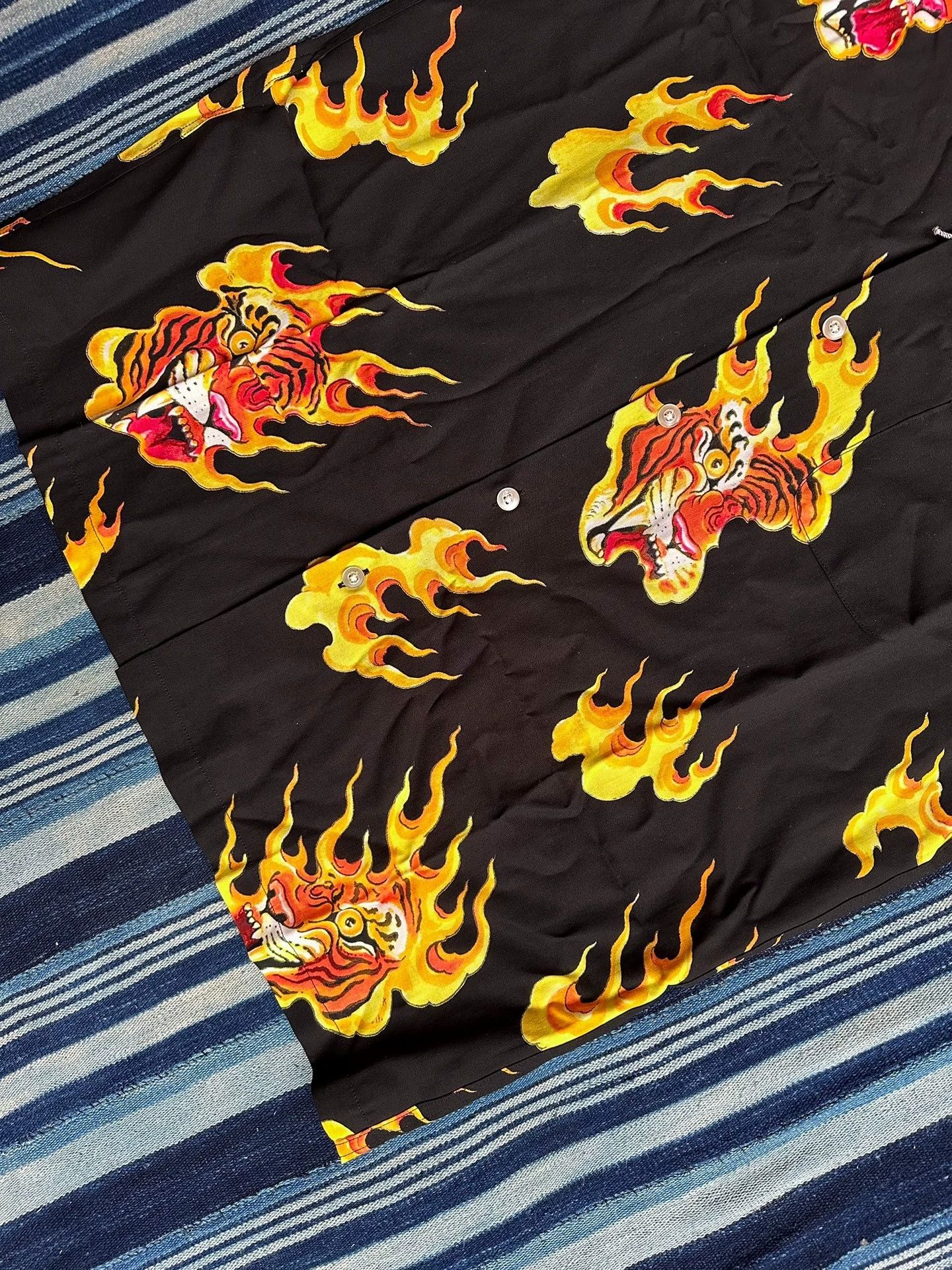 Wacko Maria WACKO MARIA x TIM LEHI flame tiger aloha shirt Cuban collar Size US L / EU 52-54 / 3 - 4 Thumbnail
