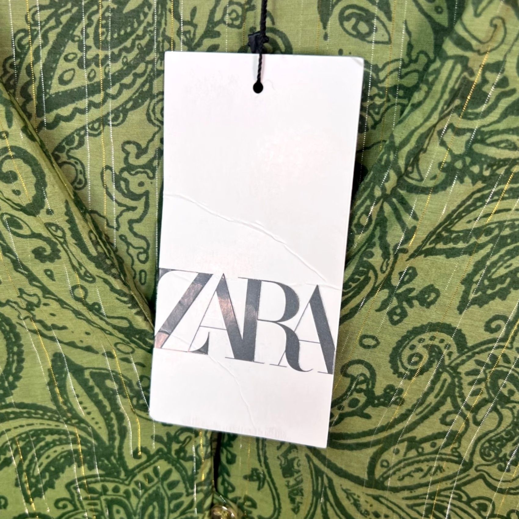 Zara Zara Womens XS Green Paisley Print Blouse Button Front Long Sleeve Lightweight V-Neck Shirt Womens XS Green Paisley Blouse Zara Size XS / US 0-2 / IT 36-38 - 5 Thumbnail