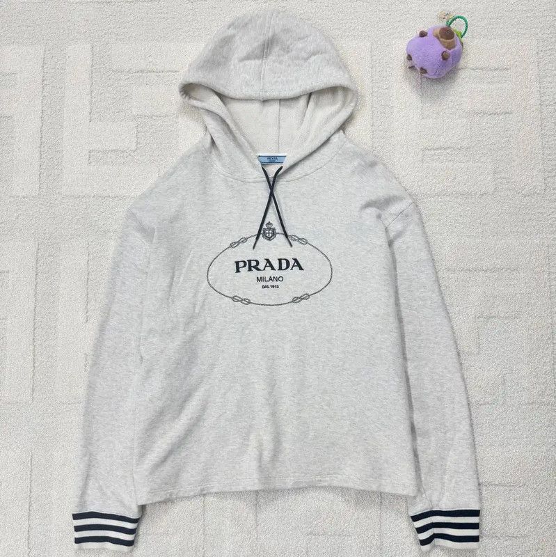 Prada Prada Gray Men's Hoodie with Logo Size US S / EU 44-46 / 1 - 1 Thumbnail