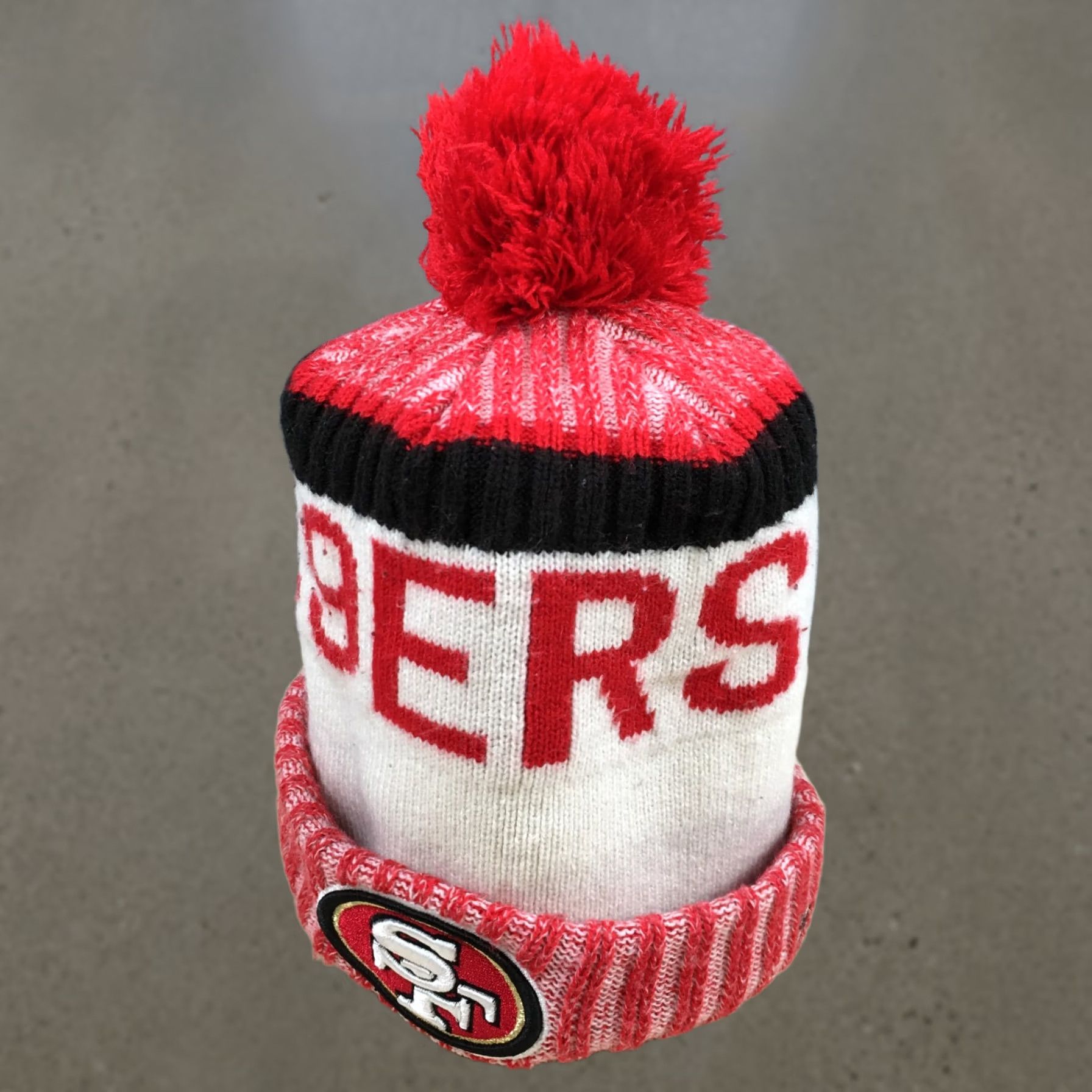 New Era San Francisco 49ers New Era NFL Pompom Beanie Hat Unisex White Red OS Acrylic Size ONE SIZE - 1 Thumbnail