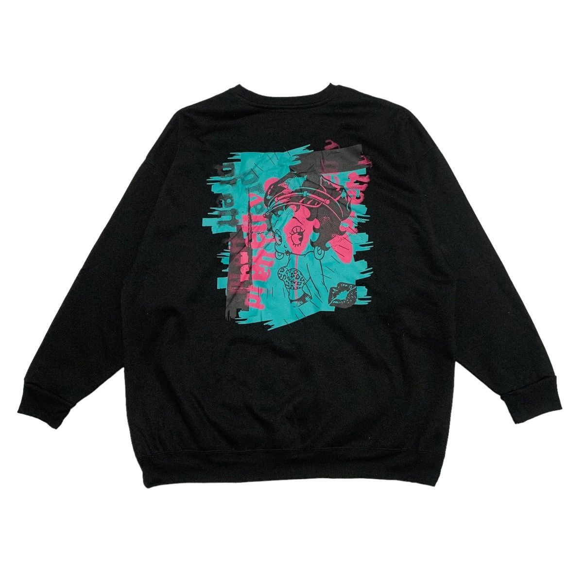 image of Denifits X Betty Boop Big Print Sweatshirt in Black, Men's (Size XL)