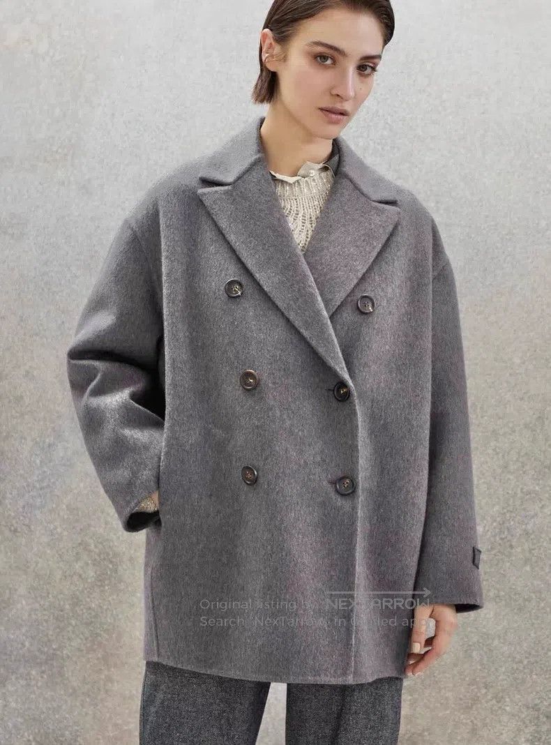 Brunello Cucinelli Brunello Cucinelli Grey Cashmere Loose Double Breasted Jac Size M / US 6-8 / IT 42-44 - 1 Thumbnail