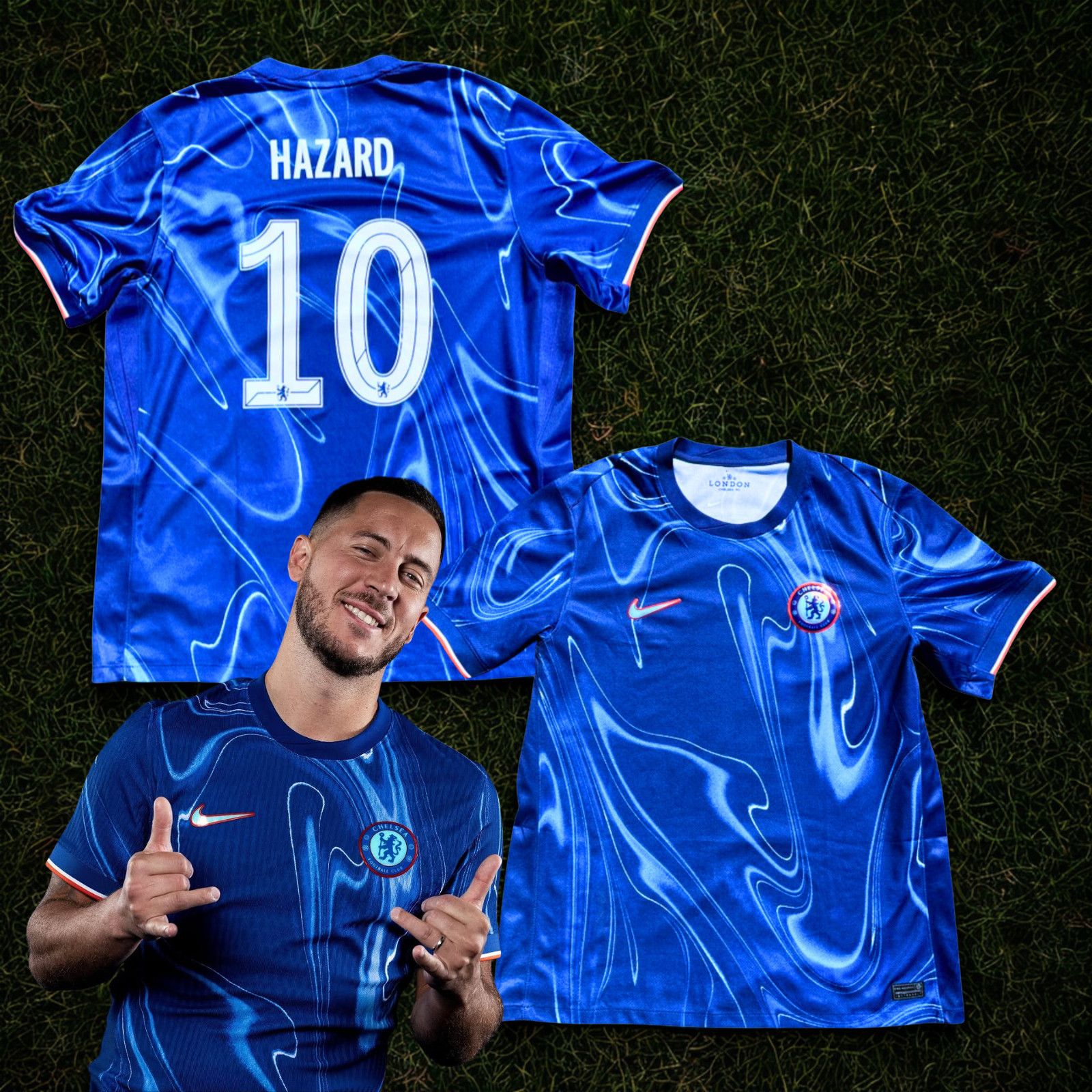 Nike Eden Hazard #10 Nike Chelsea FC 2017 / 18 Grey Camo Jersey