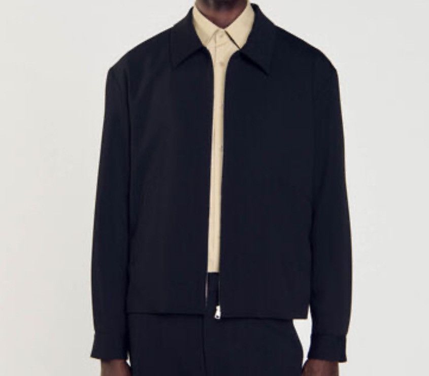 image of Sandro Zip-Up Jacket in Navy, Men's (Size Medium)