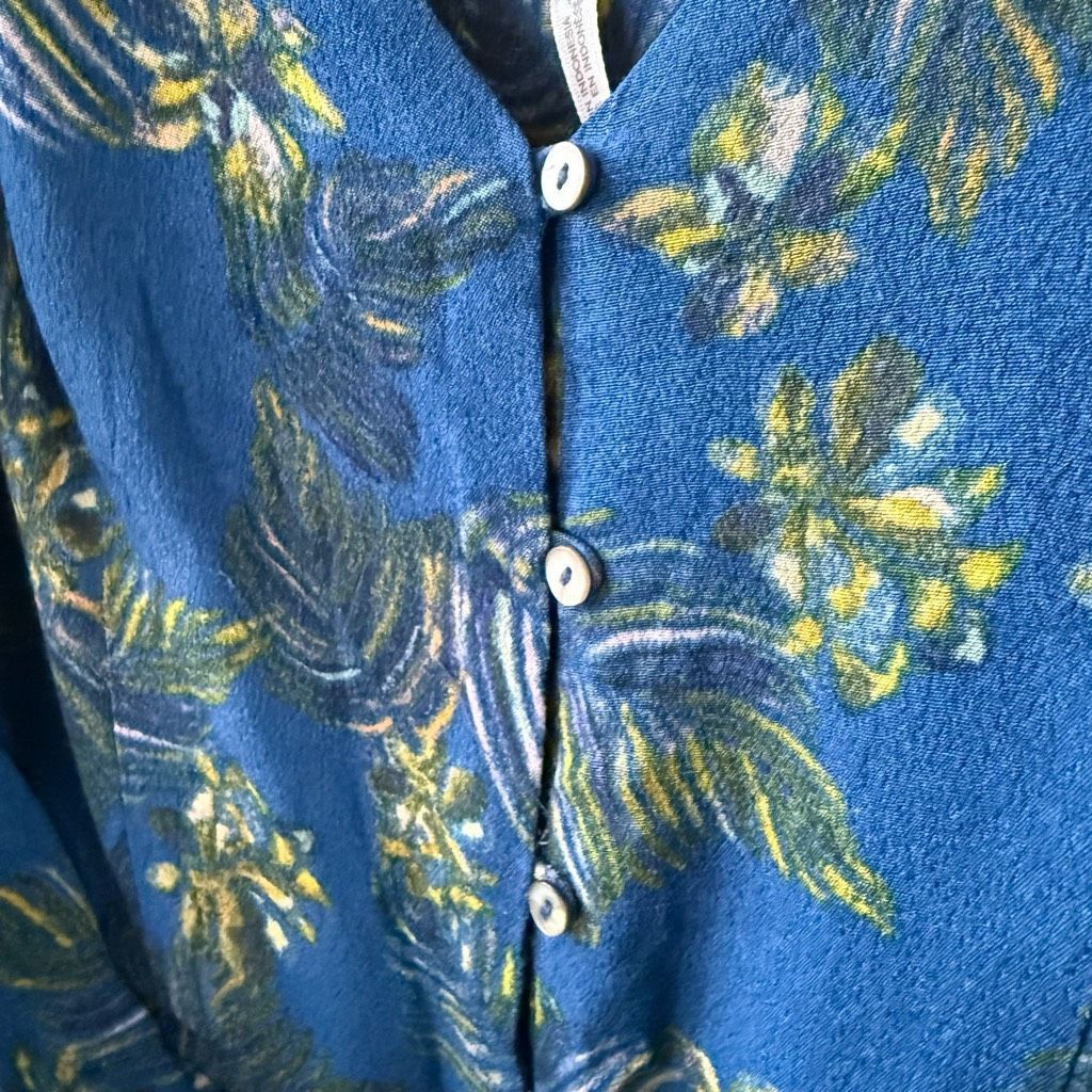 Free People Free People Hot Tropics Blue Floral Wide Leg Capri Jumpsuit Size US 26 / EU 42 - 6 Thumbnail