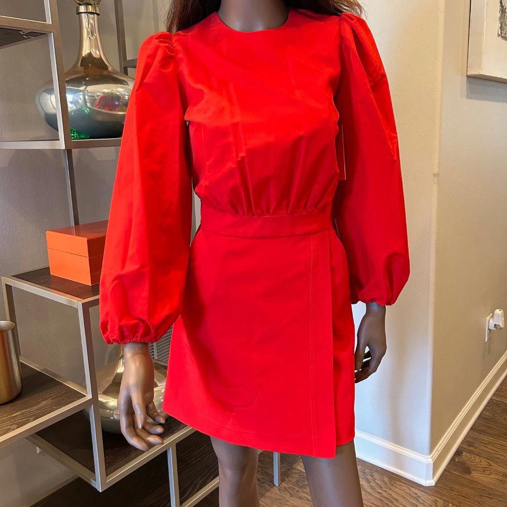 Designer LDT Ivonne 3/4 Parachute Sleeve Crew Neck Faux Wrap Dress Size XS / US 0-2 / IT 36-38 - 1 Thumbnail
