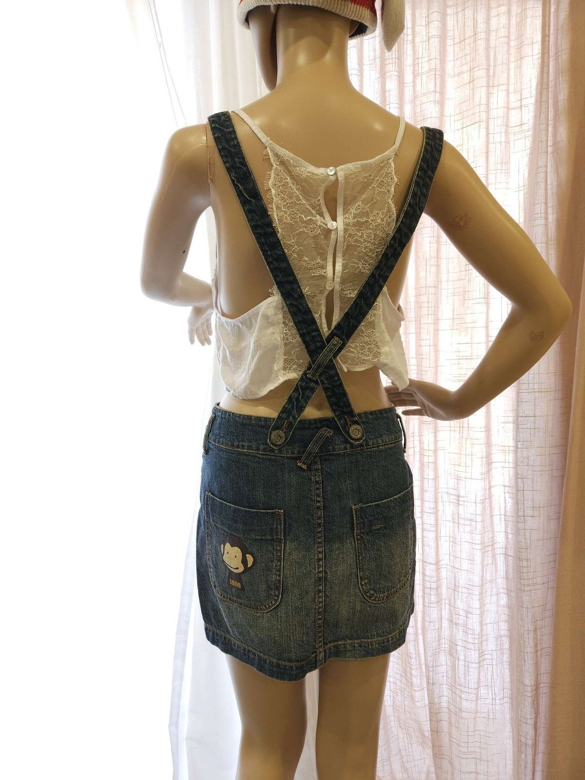 Vintage 1990sVintage Suspender Skirt By Banana Chippy A Jolly Monkey Size 30" / US 8 / IT 44 - 4 Thumbnail