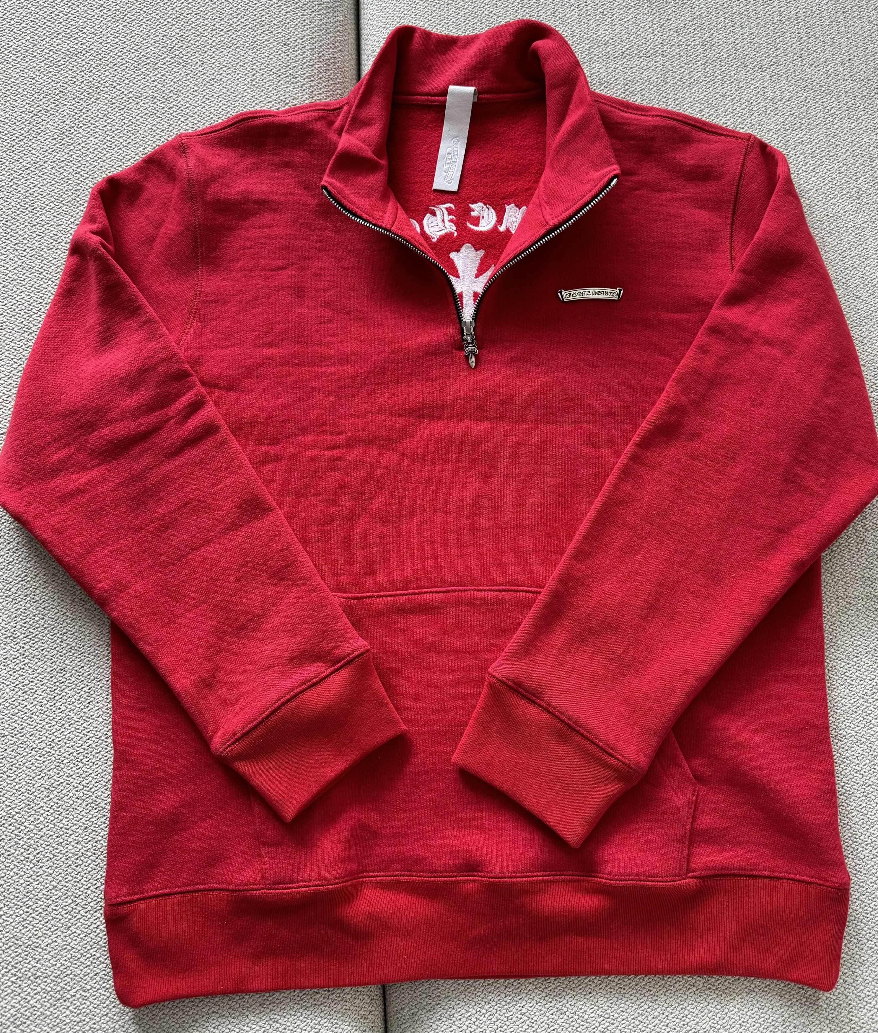 Chrome Hearts Chrome Hearts Red Hollywood Triple Cross Half Zip Sweatshirt Size US L / EU 52-54 / 3 - 18 Thumbnail