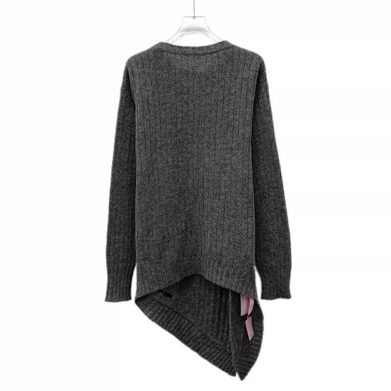 Prada MiuMiu Dark Gray Asymmetric Knit Sweater -2505 Size S / US 4 / IT 40 - 2 Thumbnail