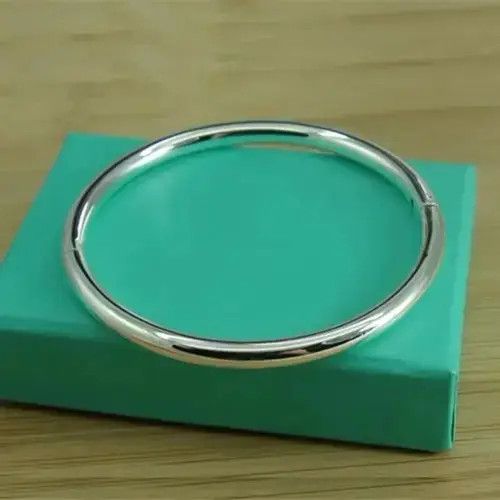 Other 925 Sterling Silver Bangle Simple Solid Smooth Unisex Size ONE SIZE - 4 Thumbnail