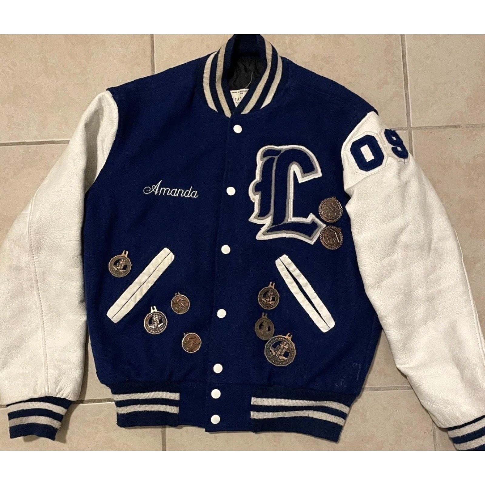 Vintage Vtg Varsity Letterman Jacket S USA Michigan School Football Track Grunge 90s Y2K Jacket Mens Blue Regular S Size US S / EU 44-46 / 1 - 2 Thumbnail