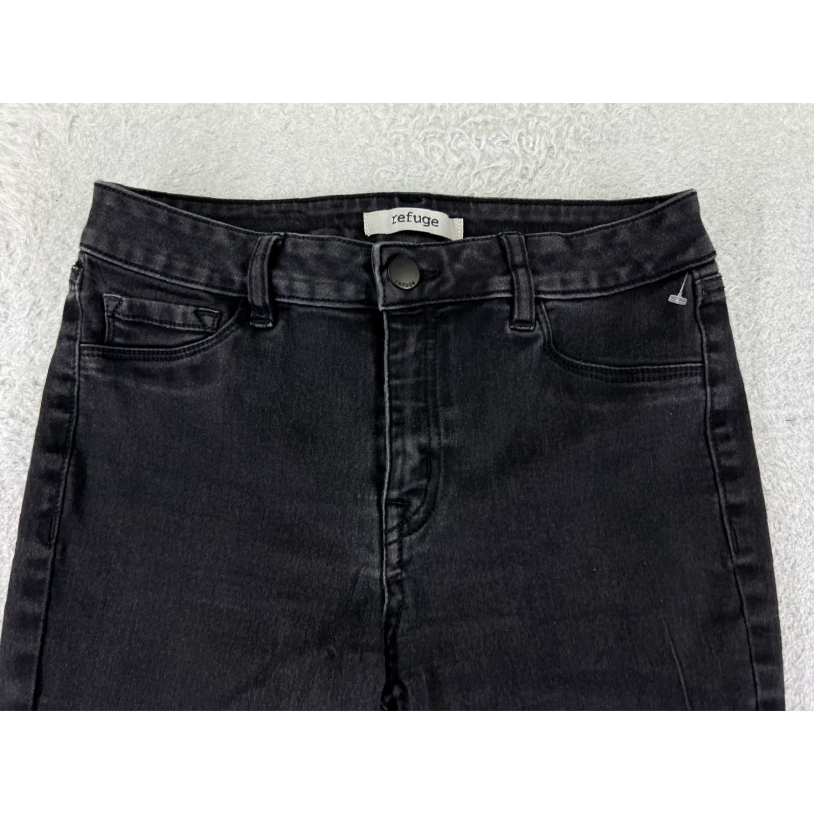 Vintage Refuge Jeans Womens 4 Black Denim Skinny Mid Rise 24x27 Cotton Blend 5-Pocket Design Regular Inseam 27 in Size 27" / US 4 / IT 40 - 4 Thumbnail