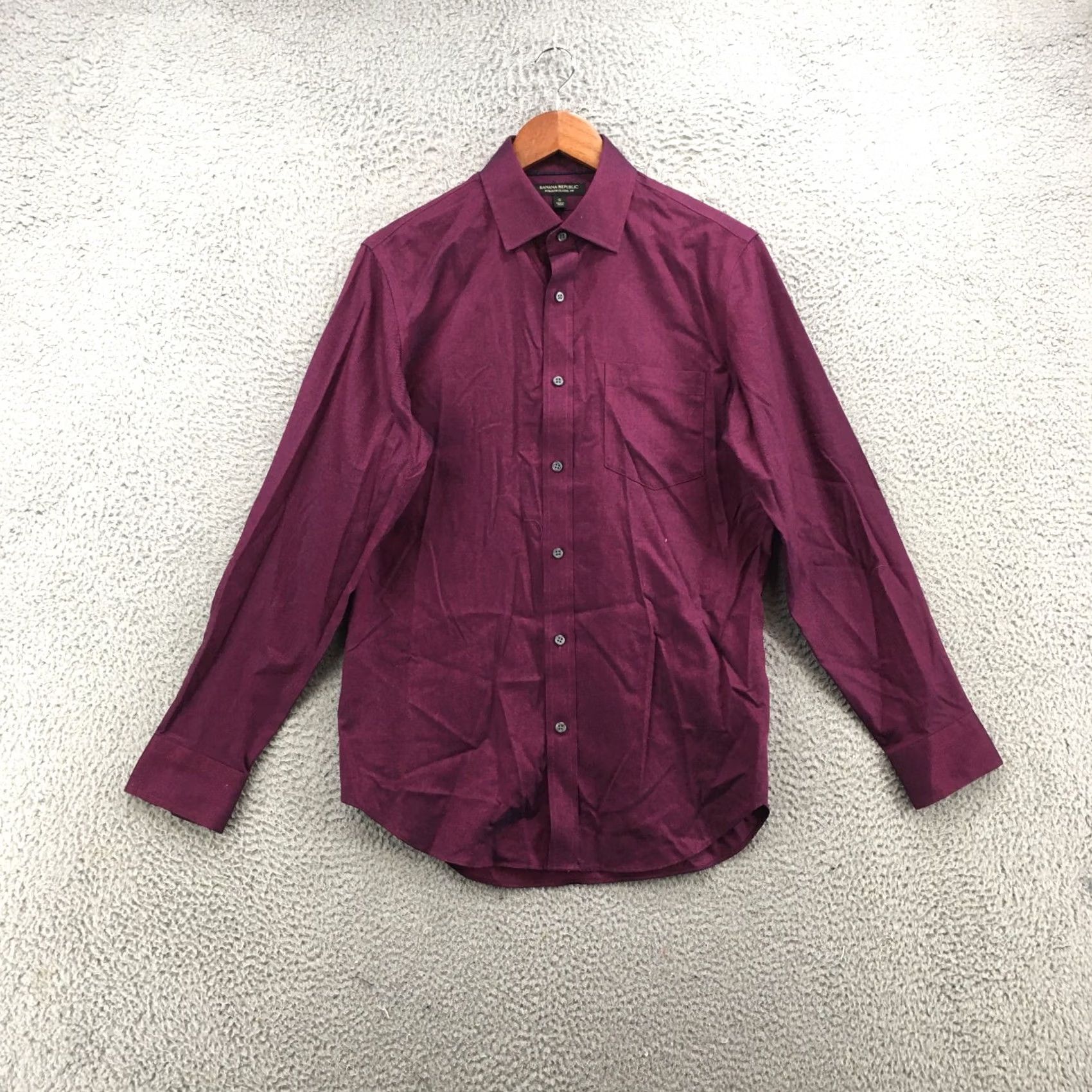 Banana Republic Banana Republic Button Up Dress Shirt Mens S Purple Collared Long Sleeve Casual Regular Fit Non-Iron Sold by Banana Republic Mens Clothes Size US S / EU 44-46 / 1 - 2 Thumbnail
