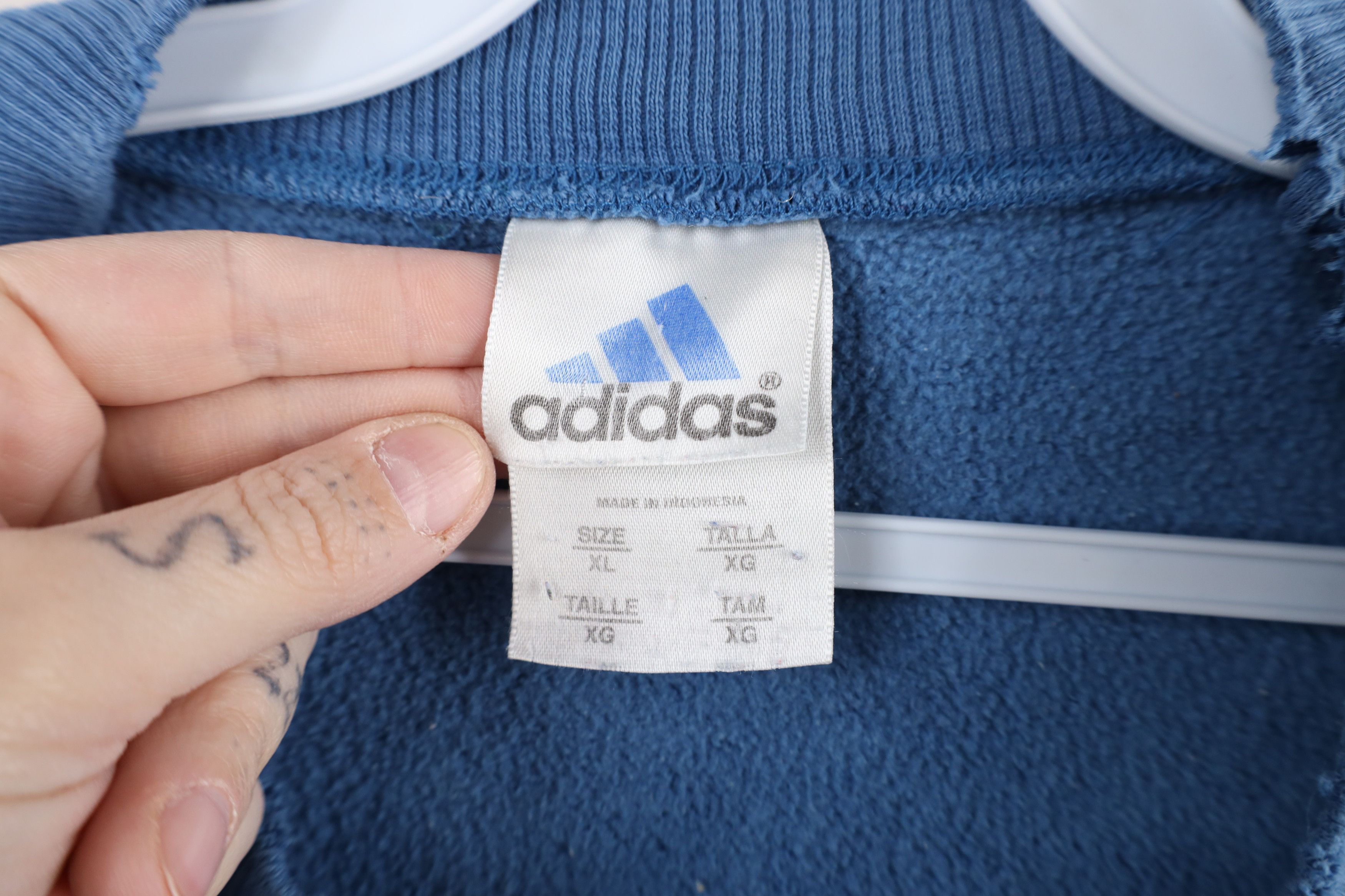 Adidas × Vintage Vintage 90s Adidas Spell Out Crewneck Sweatshirt Blue Size US XXL / EU 58 / 5 - 8 Thumbnail