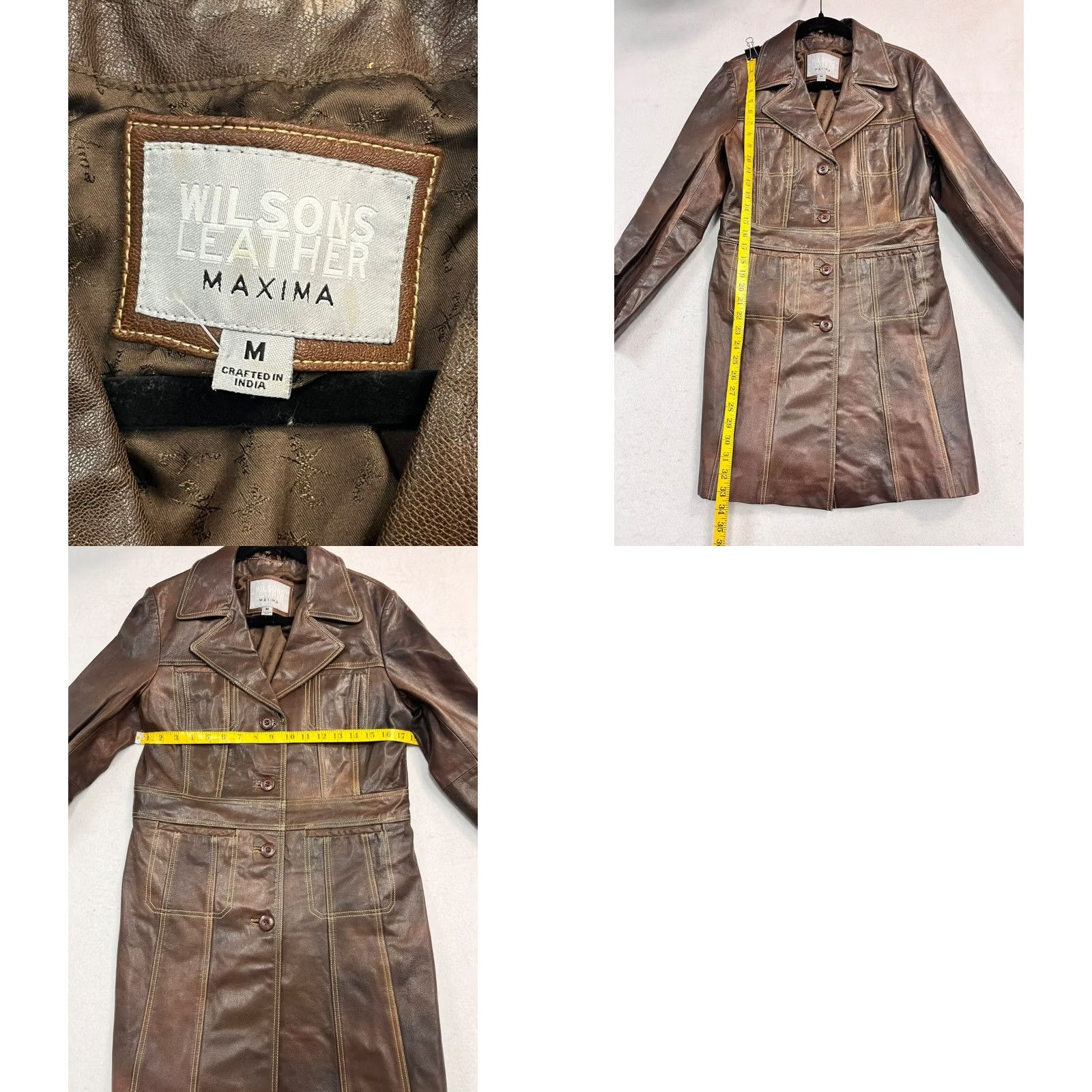 Vintage VINTAGE Wilson's Leather Women Coat Trench Brown Medium Leather Button Front Womens Maxima 2669 Size M / US 6-8 / IT 42-44 - 8 Thumbnail