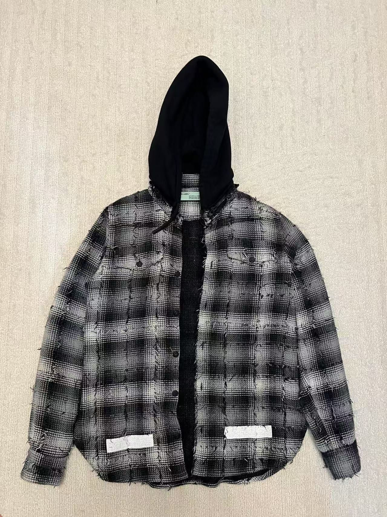 Off-White Plaid Distressed Flannel with Detachable Hood Size US S / EU 44-46 / 1 - 12 Thumbnail