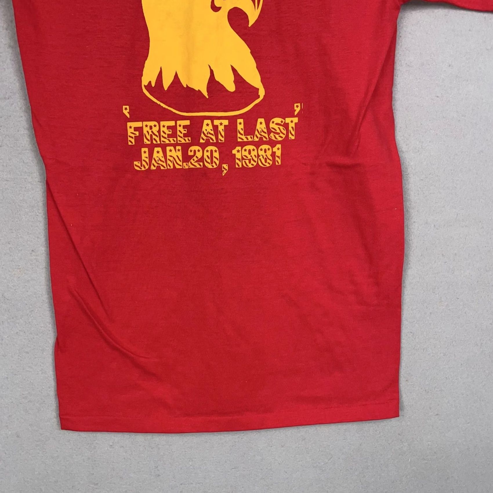 Vintage VINTAGE Americans Shirt Adult Large Red Free At Last Jan 20 1981 Eagle 80s Shirt Mens Red USA Patriotic 80s T-Shirt Size US L / EU 52-54 / 3 - 3 Thumbnail