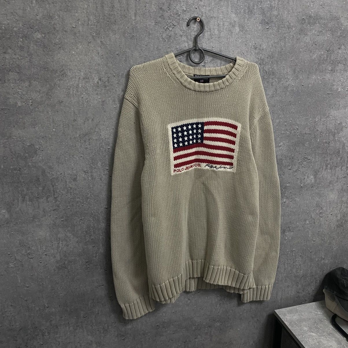 Polo Ralph Lauren Vintage Polo Ralph Lauren Jeans Co USA Flag Sweater Knit Size US L / EU 52-54 / 3 - 3 Thumbnail