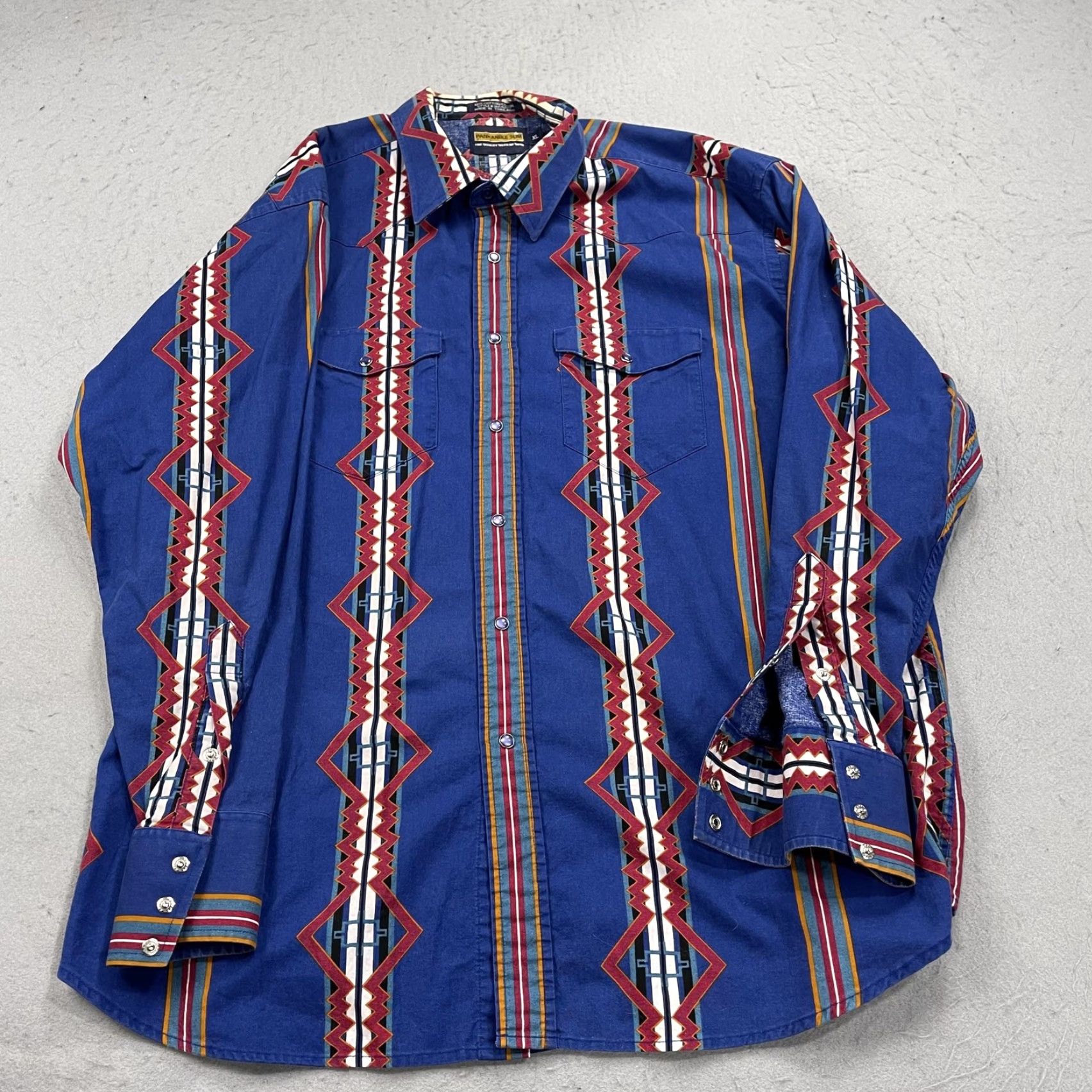 Vintage VINTAGE Panhandle Slim Shirt Mens XL Blue Aztec Geometric Western Snap Ranch Cotton 90s Size US XL / EU 56 / 4 - 2 Thumbnail